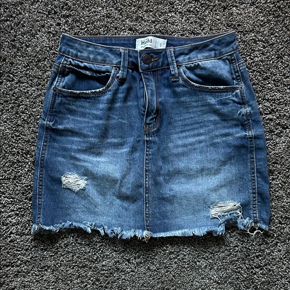 Mudd Distressed Denim Mini Skirt - Picture 1 of 3